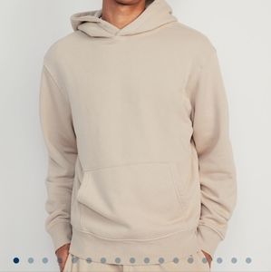 Old navy fleece pull over hoodie sweatshirt cream beige nude large